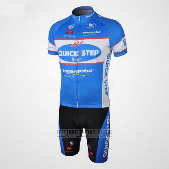 2010 Fahrradbekleidung Quick Step Floor Azurblau Trikot Kurzarm und Tragerhose